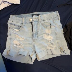 Light Blue Distressed Denim Shorts